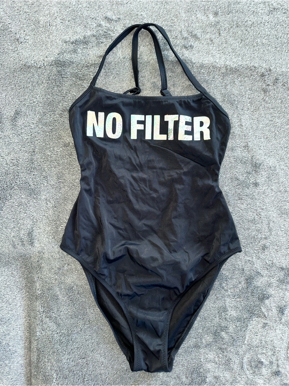 Calzedonia Black One-Piece Swimsuit with 'NO FILTER' Print 32